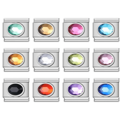 Color Stone Ellipse - Silver