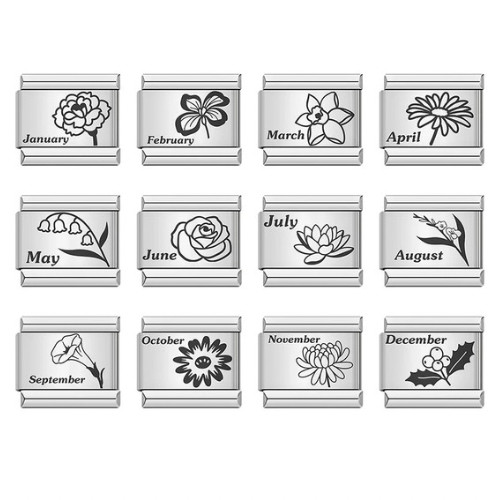 Laser Month Flower - Silver