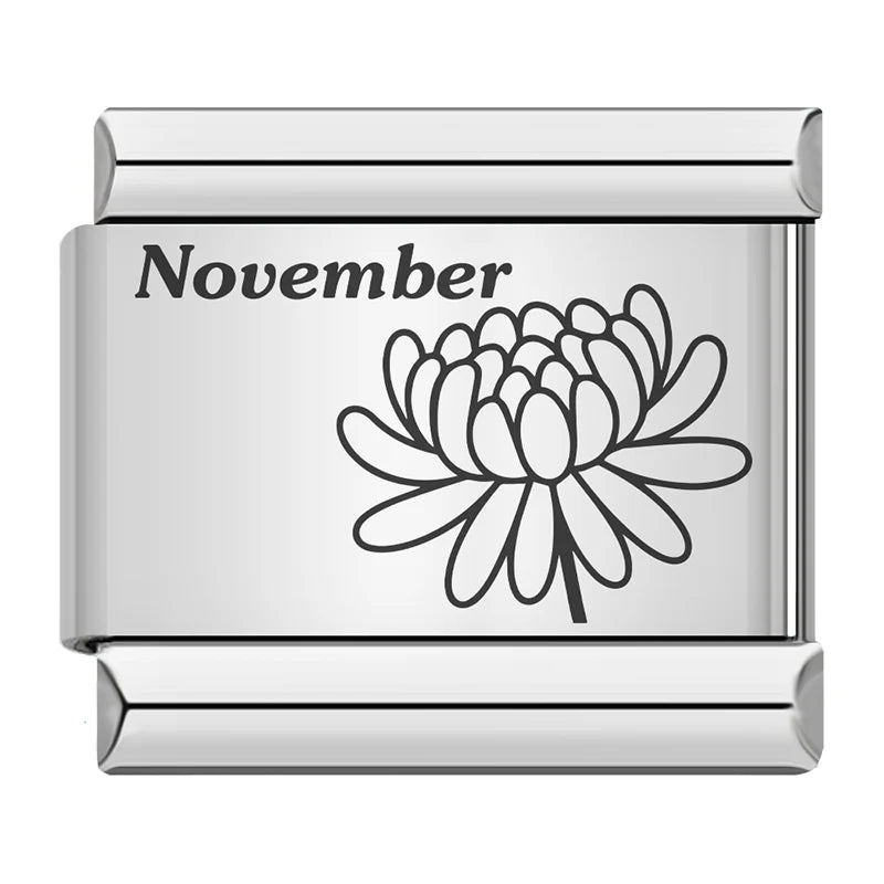 Laser Month Flower - Silver