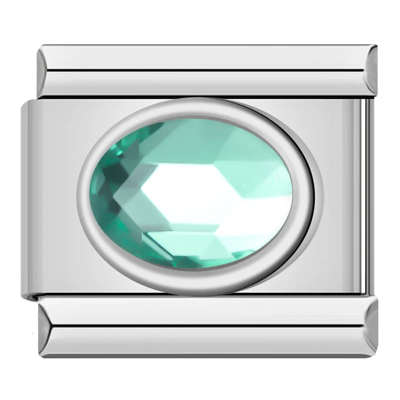 Color Stone Ellipse - Silver