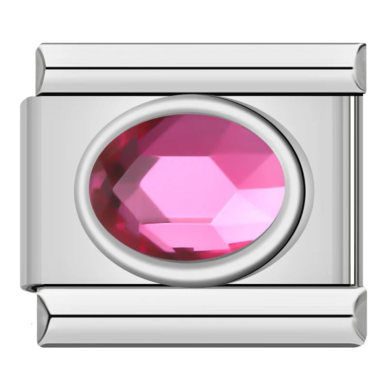 Color Stone Ellipse - Silver