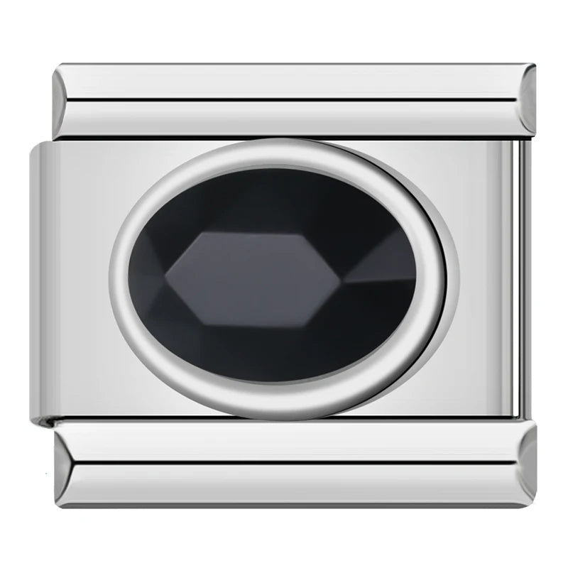 Color Stone Ellipse - Silver