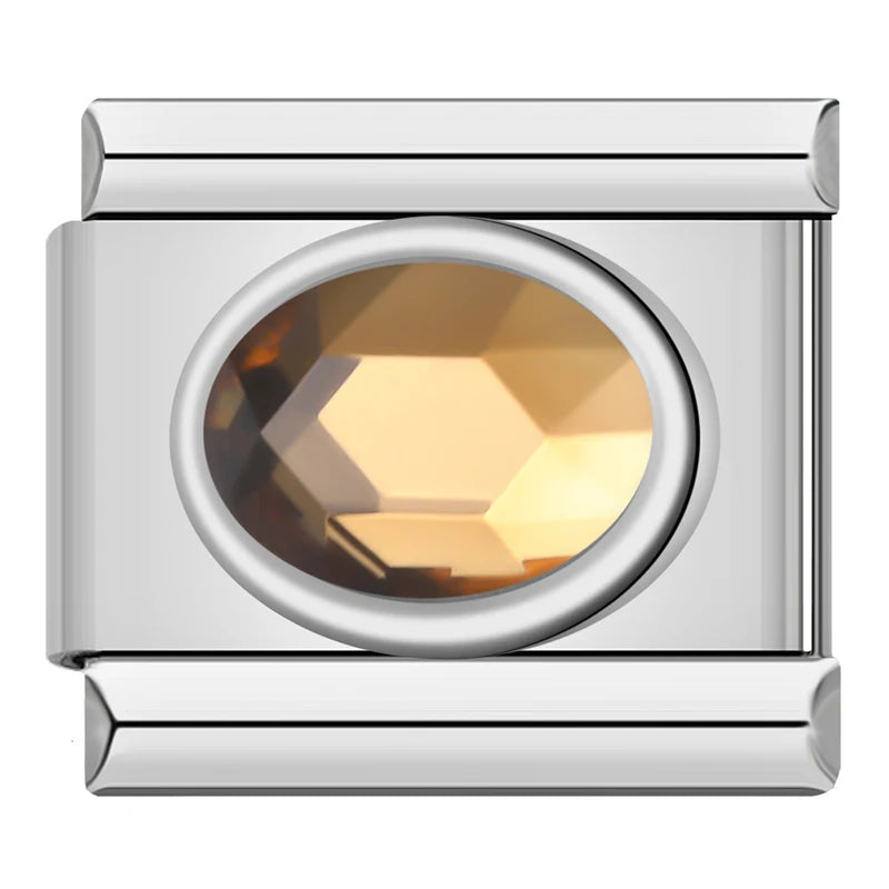 Color Stone Ellipse - Silver