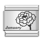 Laser Month Flower - Silver