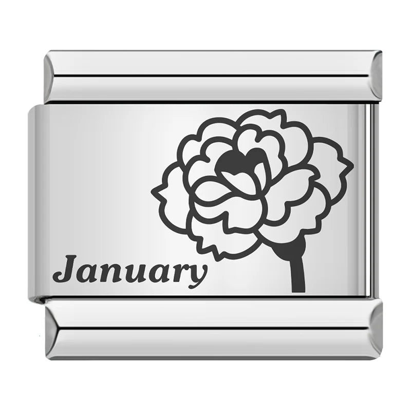 Laser Month Flower - Silver