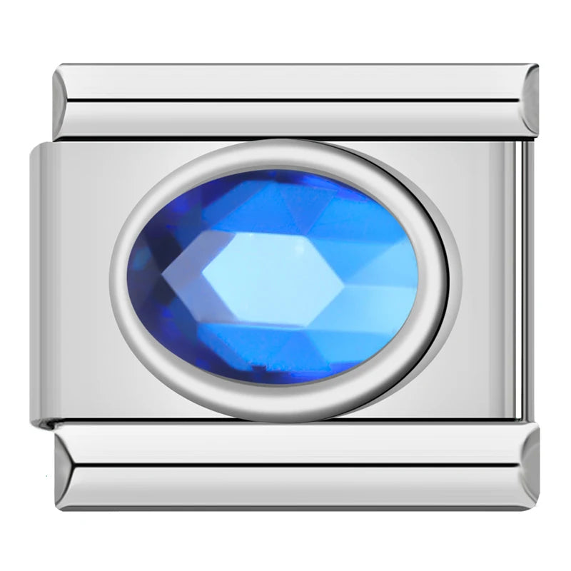 Color Stone Ellipse - Silver