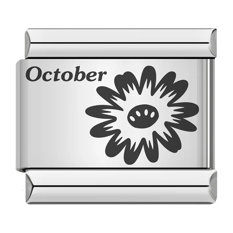 Laser Month Flower - Silver