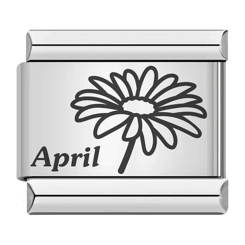 Laser Month Flower - Silver