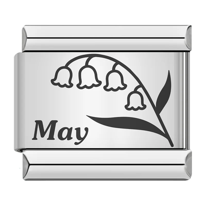 Laser Month Flower - Silver