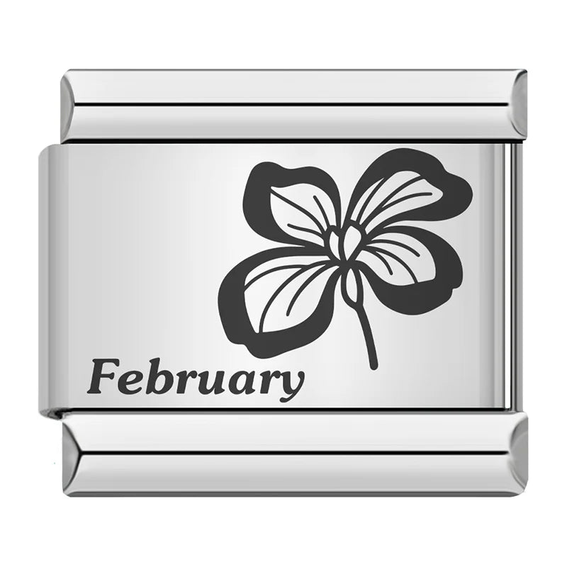 Laser Month Flower - Silver