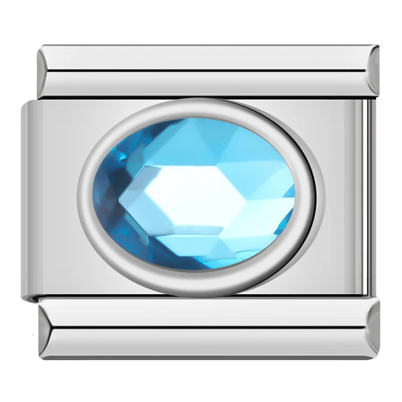 Color Stone Ellipse - Silver