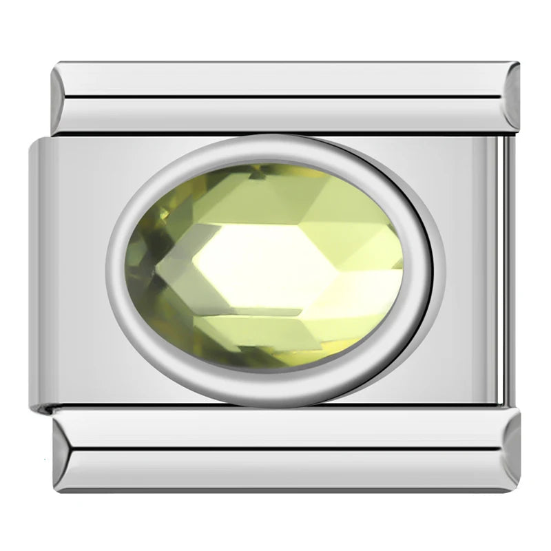 Color Stone Ellipse - Silver