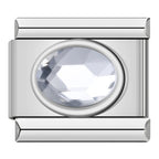 Color Stone Ellipse - Silver