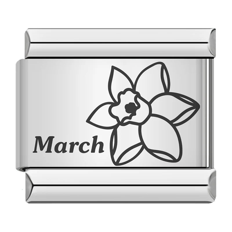 Laser Month Flower - Silver