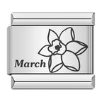 Laser Month Flower - Silver