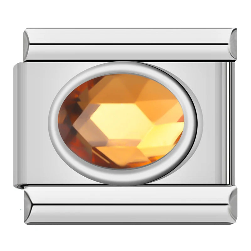 Color Stone Ellipse - Silver