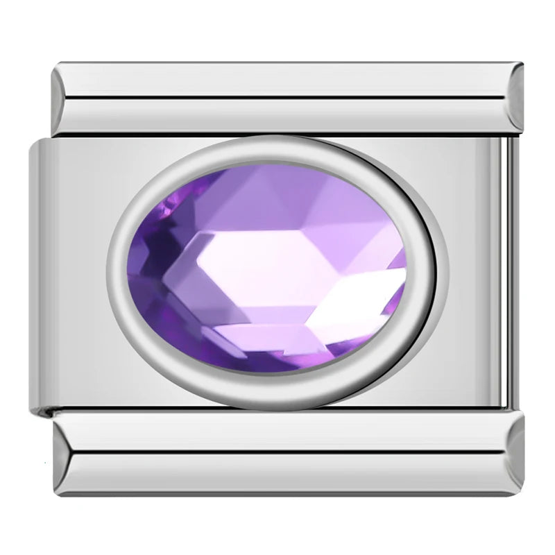 Color Stone Ellipse - Silver